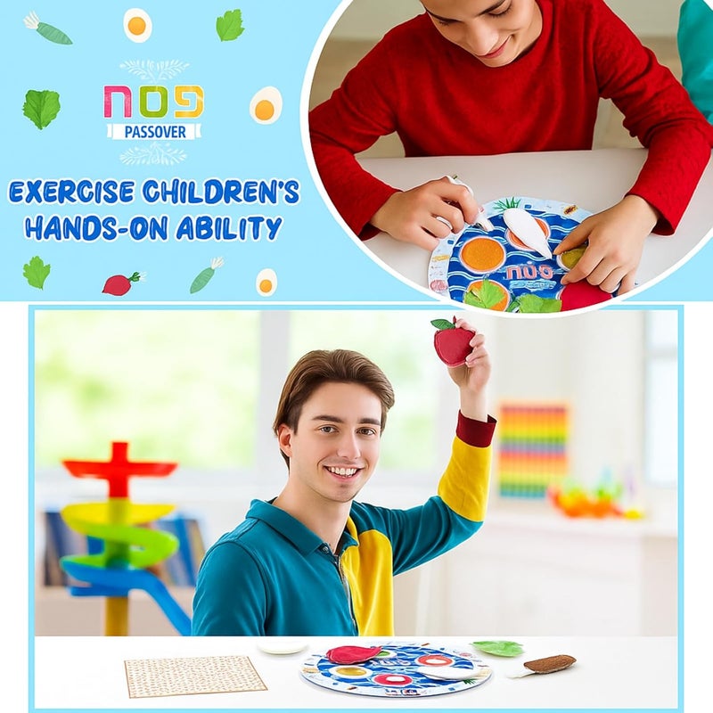 Shappy 9 Pcs Passover Play Seder Set Soft Deluxe Seder Plate Pesach Dinner Food Props Educational Fun Passover Gifts Jewish Set for Friends Family Jewish Holiday Party Supplies - Image 5